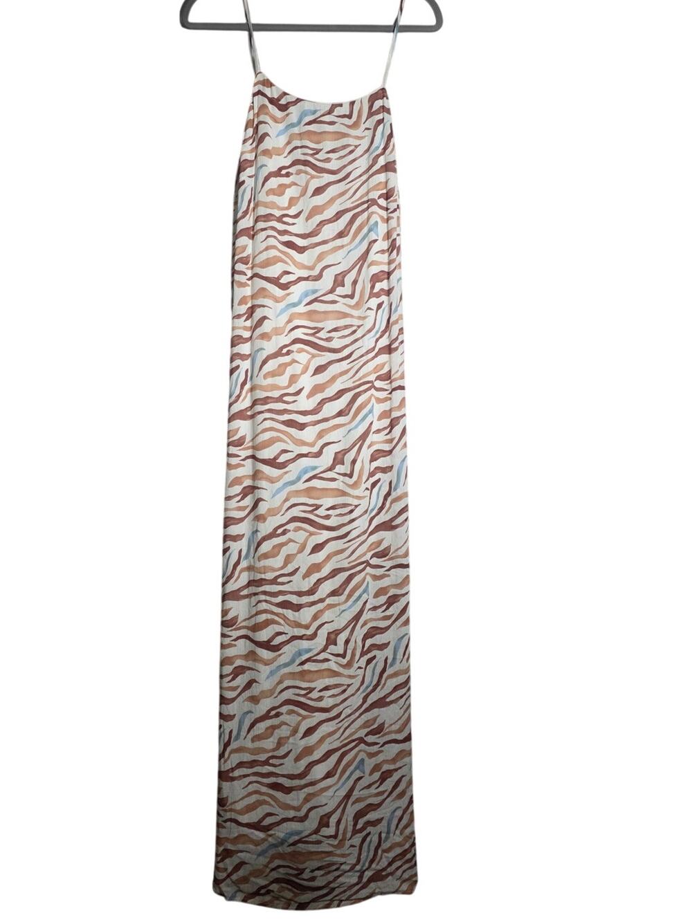 Sadie & Sage Tiger Stripe Maxi Dress Womens Large Orange Blue NWT Vacation Layer